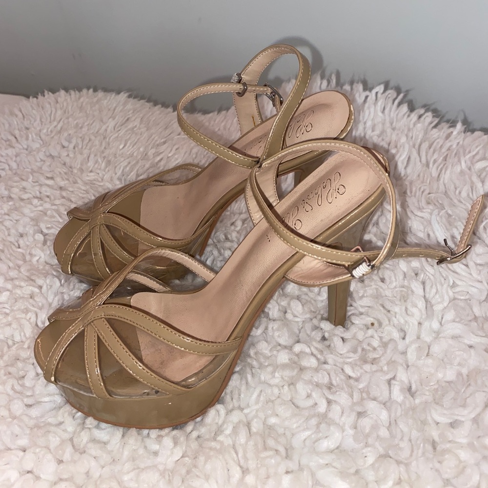 Nude no slip formal high heels. Platform heels